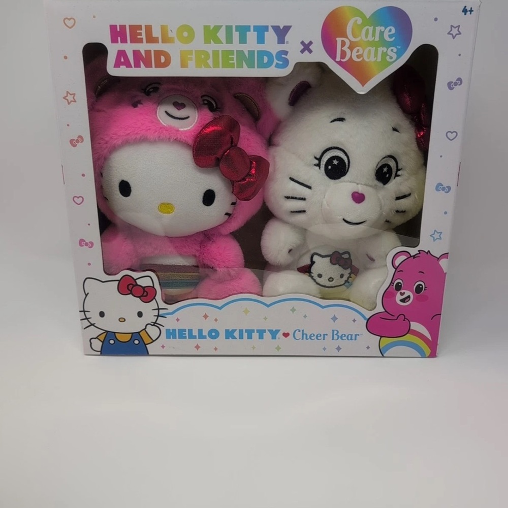 Care Bears Hello Kitty and Cheer Bear Plush Duo New